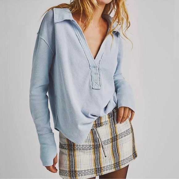 Free People Tops - Free People Anakin Thermal Top in Light Blue